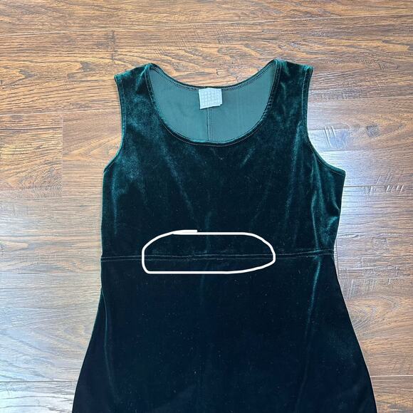 Rabbit Rabbit Rabbit Designs 90s VTG Green Velvet Formal Maxi Dress Womens 12 - Picture 5 of 11